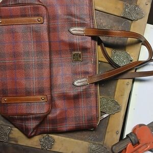 Dooney & Bourke Red and Brown Plaid Shoulder Bag